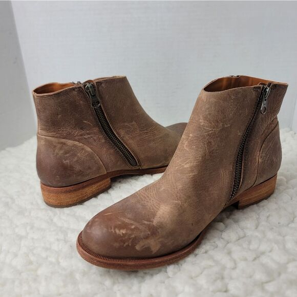 Kork-Ease Riley Womens Ankle Bootie Size 7.5 Brown Leather Zip Side Shoes - Picture 5 of 10